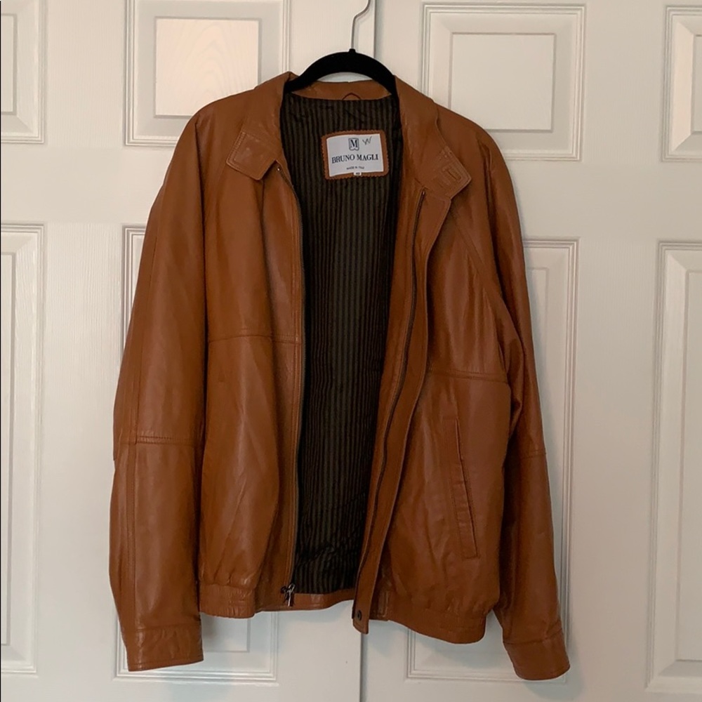 Bruno Magli Tan Leather Jacket